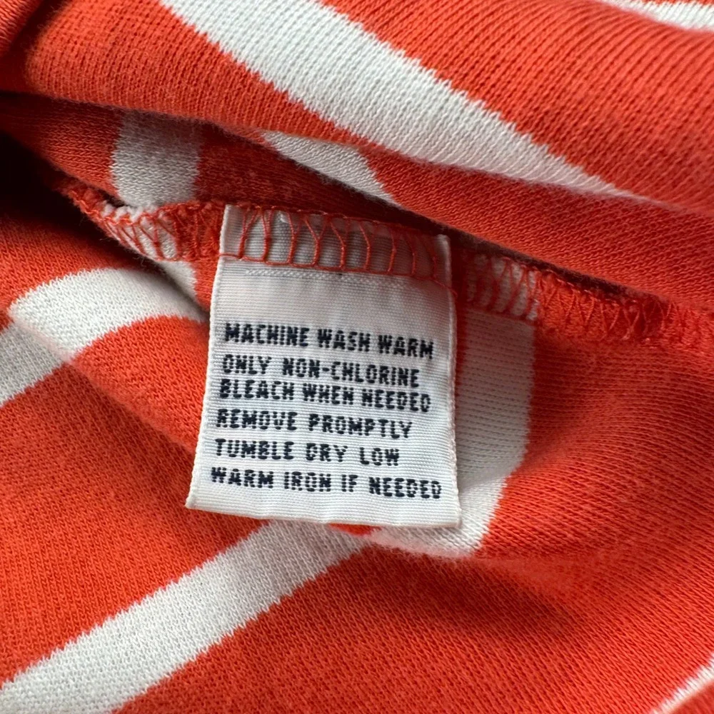 Polo Ralph Lauren Mens Large Orange White Striped Short Sleeve Cotton Polo Shirt